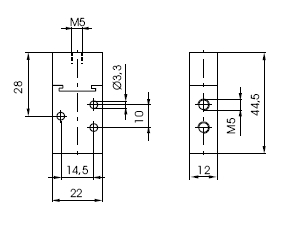 M5 3/2 Pilot Spring Valve Dimensions